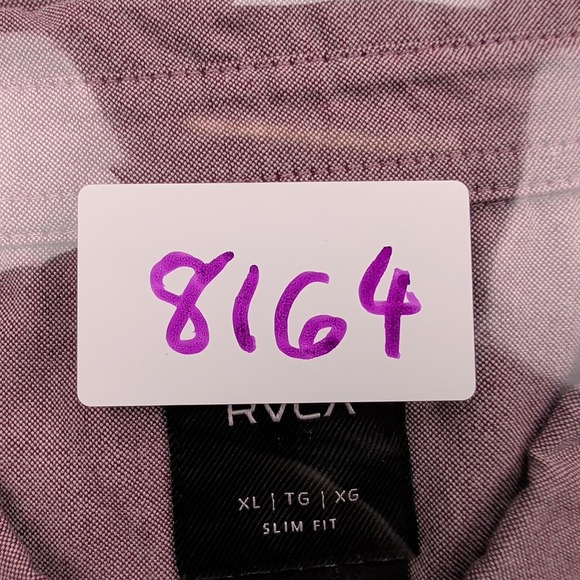 RVCA Shirt Mens XL Pink LS Stretch Oxford Slim Fit Button Down Pocket Casual - Picture 13 of 13